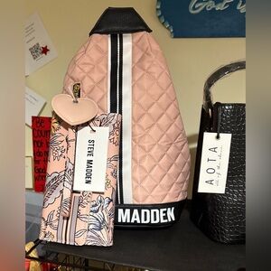 Steve Madden Pink Quilted Backpack with NWT wallet